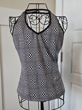 Tangents Retro Optical Illusion Halter Top (NWOT)